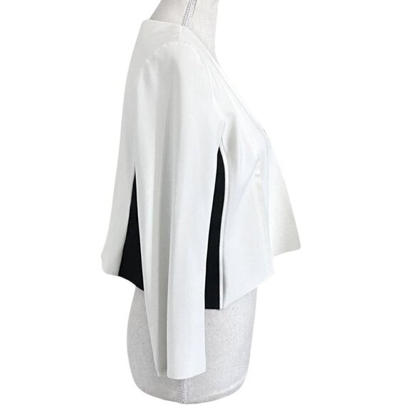 IRIS SETLAKWE SAMPLE WHITE BLACK RIBBED COMBO CROPPED OPEN JACKET - S - Picture 2 of 9